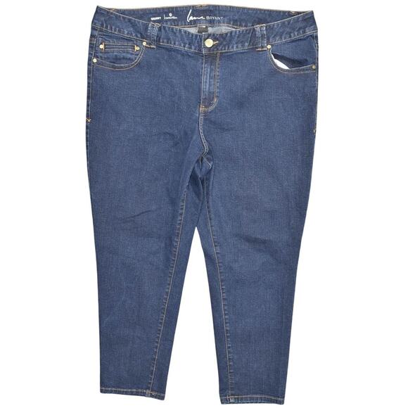 Lane Bryant Blue Skinny Genius Fit Jeans 24P Plus Petite Cotton Blend Zip - Picture 1 of 6